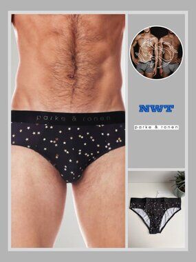 Parke & Ronen - Print Low Rise Brief - Black Galileo (M)
